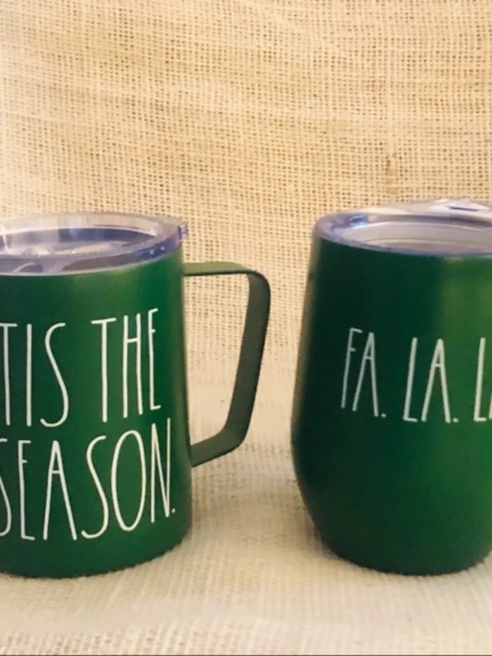 Rae Dunn Christmas Green Stainless Steel Mug & Tumbler Tis The Season Fa La La